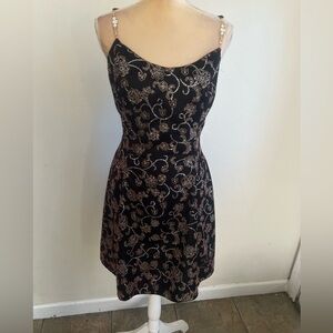 Scott McClintock vintage golf brocade dark red dress with chain straps size 10